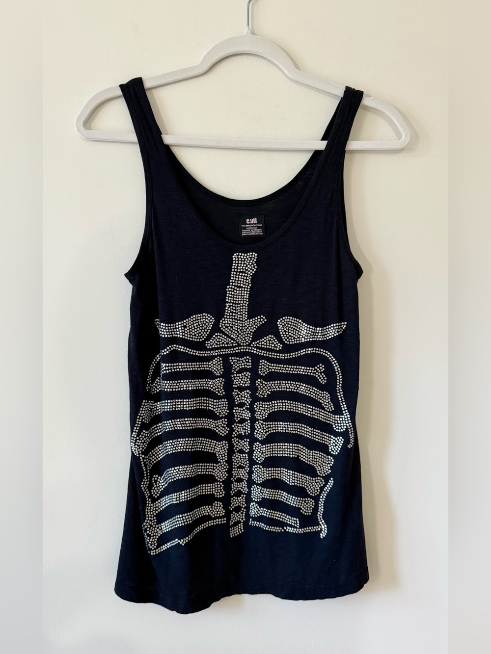 Y2K Rhinestone Skeleton Tank Top | Queen of Evil | Size M